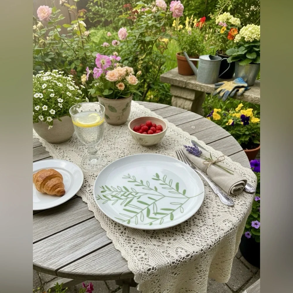 NWT WEST ELM by Jason Polan Porcelain Botanical Dinner Plates Set (2)